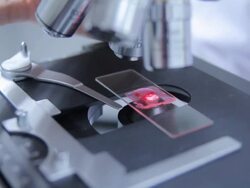 HD : Scientist using microscope Stock Footage