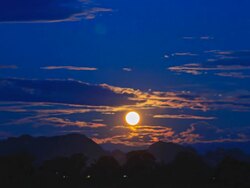 Timelapse:Rising moon.(zoom out) Stock Footage
