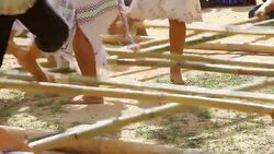HD:Traditional karen dance with bamboo stick.(Original sound) Stock Footage