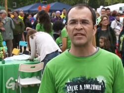 Greenpeace "flashmob" seeks an end to Amazon defor Stock Footage