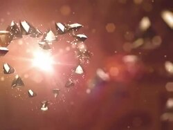 Heart shaped flying diamonds Stock Footage
