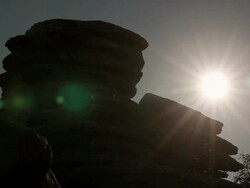 W/S karstic rocks (dolly track + flare) Stock Footage