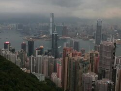 View From The Peak In Hong Kong Stock Footage