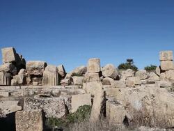 Selinunte, Acropolis, the faÃƒÂ§ade of temple D 6th century B.C. Stock Footage
