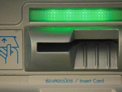 ATM bank machine card slot Stock Footage