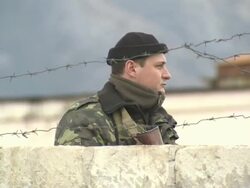 Pro Russian Soldiers Patrolling Base In Perevalnoe News Clip
