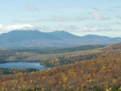 WS ARIEAL View of Lake around forest /Maine, United States Stock Footage