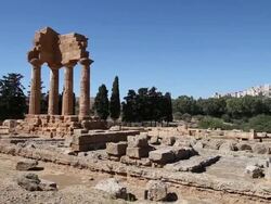 Agrigento, Temple of Castor and Pollux in the valley of the temples Stock Footage