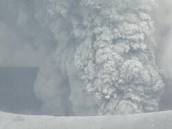 Eruption of the Shinmoedake crater of the Kirishima volcano, Japan. 28 January 2011. Stock Footage