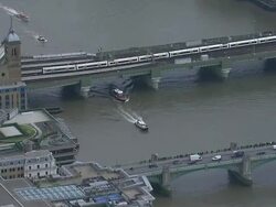 Aerials of flotilla marking Churchill anniversary News Clip