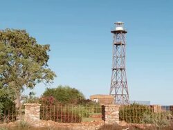 WS View of famous Gantheaume Point lighthouse / Broome, Western Australia, Australia Stock Footage