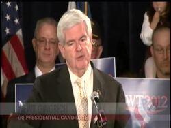 Campaigning in Colorado, the day before that state's primary, Republican presidential candidate Newt Gingrich criticized rival Mitt Romney saying Romney doesn't represent the "fundamental change" need in Washington. News Clip