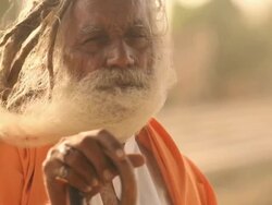 Portrait of a rajasthani sage, Jaisalmer, Rajasthan, India Stock Footage