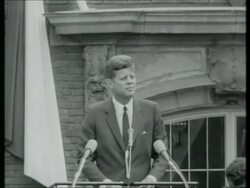 June 23, 1963 MS John F. Kennedy giving speech/ Cologne, Germany/ AUDIO Stock Footage