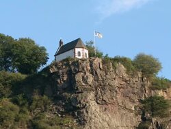 WS View of Michael chapel at Taben-Rodt near Saar-Valley / Schoden, Saar-Valley, Rhineland- Palatinate, Germany Stock Footage