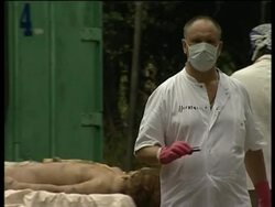 Forensics teams, bodies in refrigerated cars, DNA testing News Clip