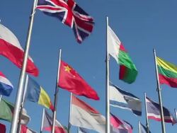 International flags Stock Footage