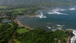 Waialua Bay with Mount Ka'ala in the background, on Oahu's North Shore. Stock Footage