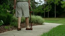 Elderly Man Walking Injured Stock Footage
