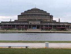 Great Park near famous People's Hall in Wroclaw, Poland Stock Footage