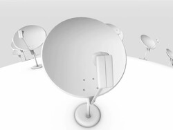 Pull out from satellite dishes to reveal many across globe Stock Footage