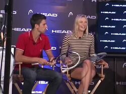 INTERVIEW: Novak Djokovic and Maria Sharapova talk about her reaction to being told that he did impressions of her Stock Footage