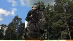 HD Super Slow-Mo: Show Jumping Competitor In Action Stock Footage