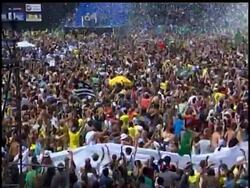 A mass celebration is under way in Rio de Janeiro, as people celebrate Brazil's pick to host the 2016 Olympics, beating out Chicago, Tokyo and Madrid. (2 October 2009) News Clip