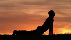 MS, Silhouette of man exercising against sky at sunset, Ljubljana, Slovenia Stock Footage