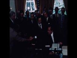 SYND 13 7 74 NIXON SIGNS NEW BUDGET LEGISLATION News Clip