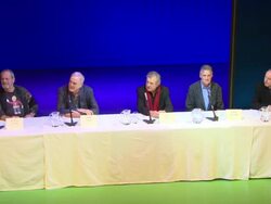 Monty Python Press Conference at Playhouse Theatre on November 20, 2013 in London, England. Stock Footage