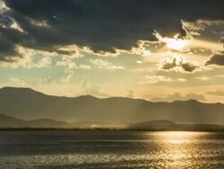 Clouds and Sunbeams on Kwan Phayao Lake,Time Lapse Stock Footage