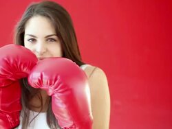 MS Woman boxing / Jersey City, New Jersey, United States Stock Footage