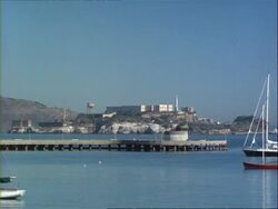 WA view across San Francisco bay to Alcatraz island, USA Stock Footage