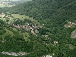 WS AERIAL View of Geneva area in mountains / Rhone Alpes, France Stock Footage