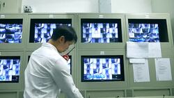 Security officer at work Stock Footage