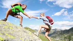 Helping hand between two climber-Summer Stock Footage
