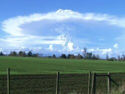 SANTIAGO DE CHILE, CHILE - JUNE 13th: The Puyehue volcano in south-central Chile, belching an ash cloud more than six miles high over the Andes and into many cities in Argentina (Footage by Ivan Konar/Latincontent/Getty Images) Stock Footage