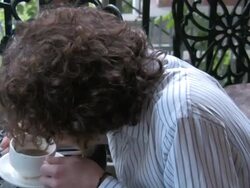 (HD1080i) Hyperactive Cigarette Smoker and Coffee Drinker Stock Footage