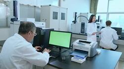 people doing chemical experiment in lab 4k Stock Footage