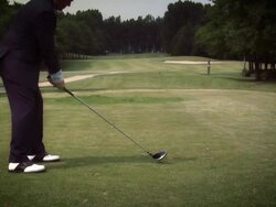 Business Concept - Golf in a Suit Stock Footage