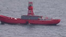 Lighthouse boat at sea off Dover News Clip