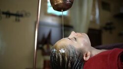 Shirodhara Massage Treatment Stock Footage