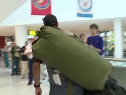US Military Personnel and Contractors are Welcomed Home by Friends, Family and other Veterans Stock Footage