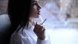 Woman smoking Stock Footage