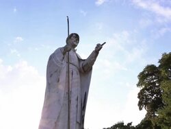 MS Shot of Bronze sculpture of Francis Xavier / Yamaguchi, Yamaguchi Prefecture, Japan Stock Footage