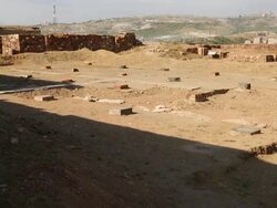 Yerevan, Erebuni castle, colonnaded hall to the temple Stock Footage