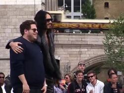 Jonah Hill, Russell Brand at the Get Him to the Greek Premiere at London England. (Footage by WireImage Video/GettyImages) Stock Footage