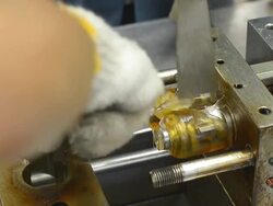 side view twin metal blade was cleaned by chisel Stock Footage