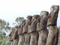 MS Shot od Moai statue / Rapa Nui National Park, Easter Island, Chile  Stock Footage